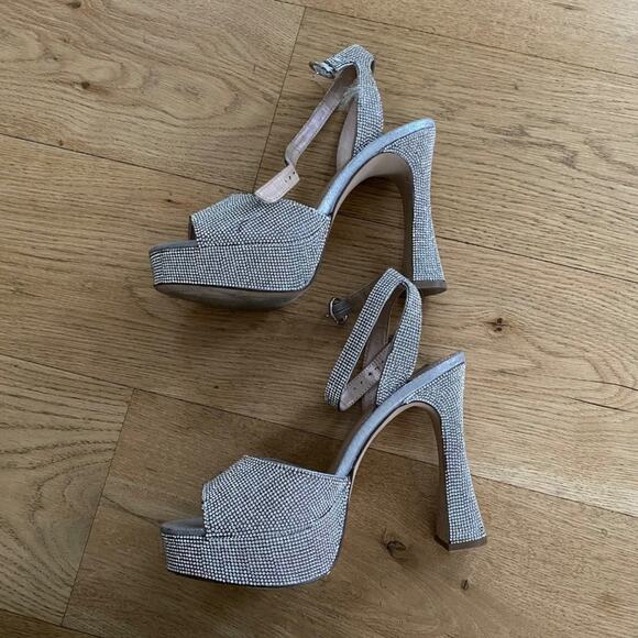 Steve Madden Sparkly Rhinestone Platform Ankle Strap Sandals - Picture 2 of 7